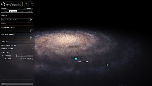 At this scale, the 100ly sphere of routes is barely even visible at all. (Click for larger.)
